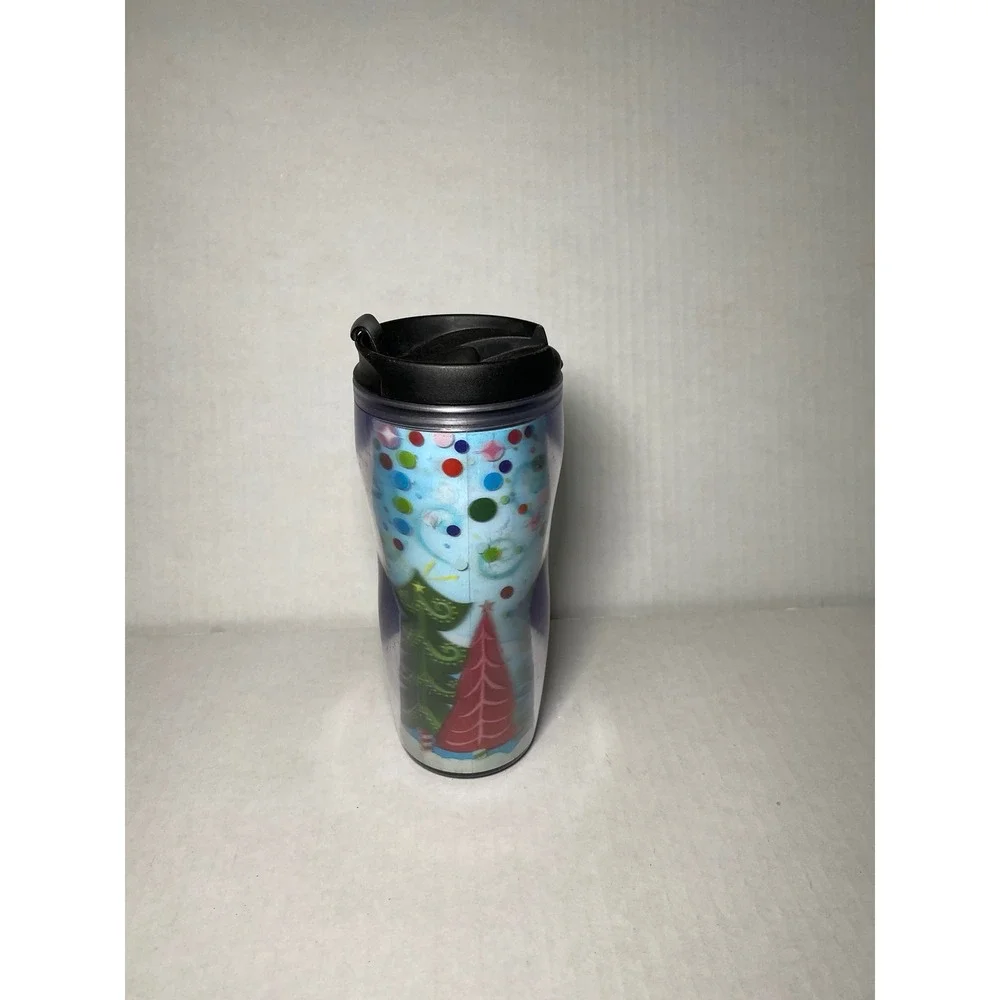 Starbucks 2004 Holiday Christmas Tree Travel Tumbler Coffee Mug 16oz Blue Red